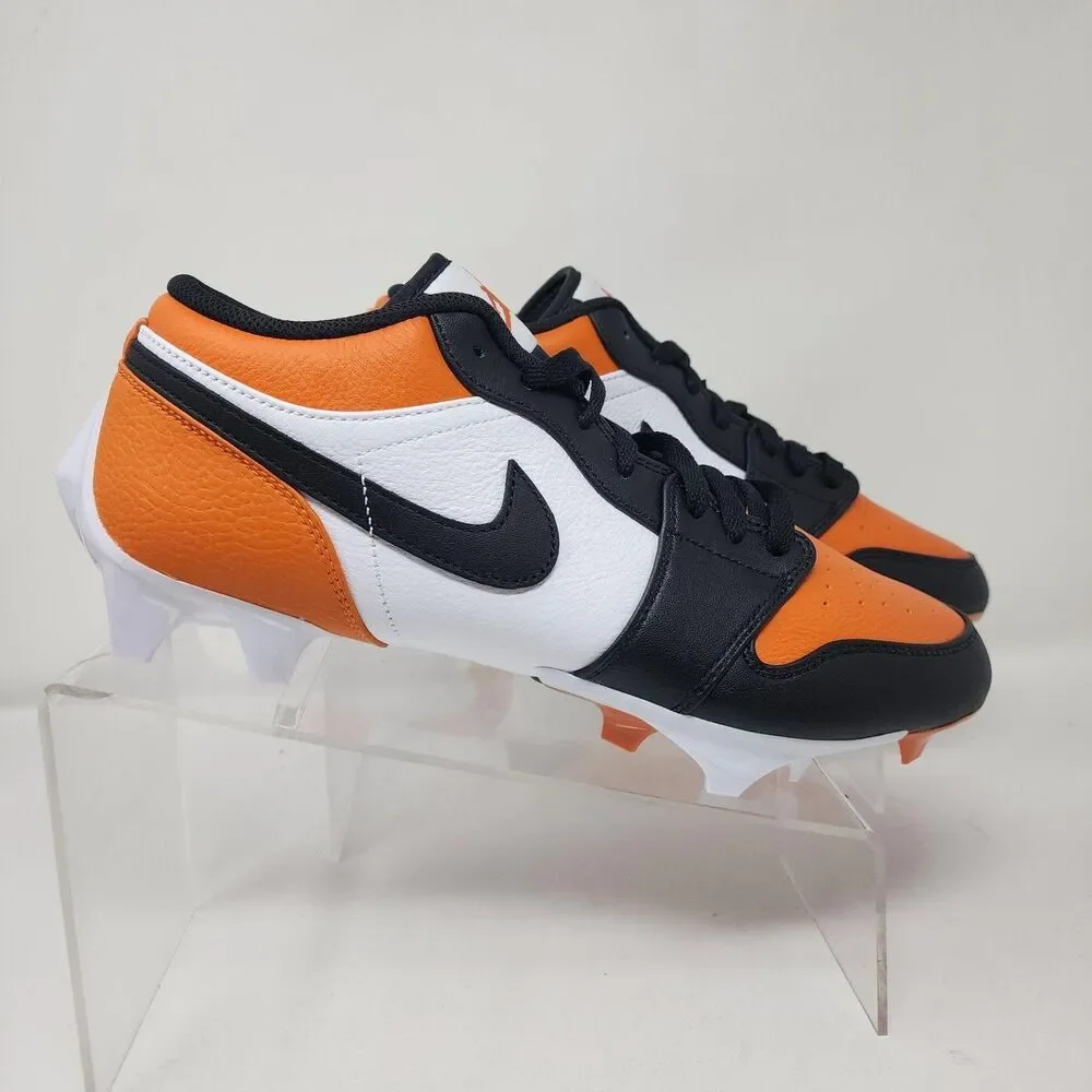 Jordan Football Cleats Shoes Mens 10 Orange Black White Molded Swoosh Logo